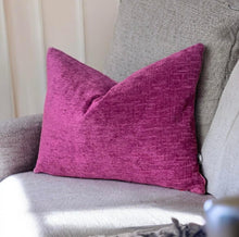 Load image into Gallery viewer, Cerise Velvet Chenille Cushion
