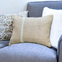 Load image into Gallery viewer, Hessian & Lace Cushion
