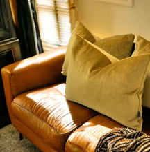 Load image into Gallery viewer, Mustard Velvet Cushion