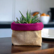 Load image into Gallery viewer, Cerise Italian Milled Wool & Hessian Pot