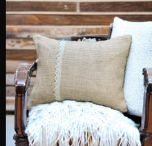 Load image into Gallery viewer, Hessian & Lace Cushion