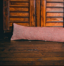 Load image into Gallery viewer, Rhubarb Geometric Wool Mix Draught Excluder