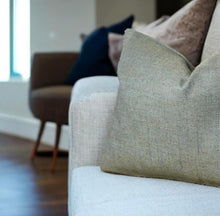Load image into Gallery viewer, Pistachio With Gold Husk Linen Mix Cushion