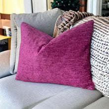 Load image into Gallery viewer, Cerise Velvet Chenille Cushion