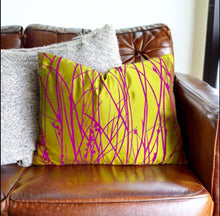 Load image into Gallery viewer, Silk Mustard & Magenta Grasses Cushion