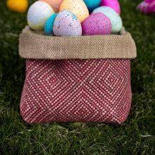 Load image into Gallery viewer, Red Wool Geometric & Hessian Pot