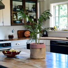 Load image into Gallery viewer, Red Stripe & Hessian Pot