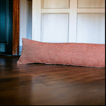 Load image into Gallery viewer, Rhubarb Geometric Wool Mix Draught Excluder