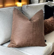 Load image into Gallery viewer, Tan Faux Leather Cushion