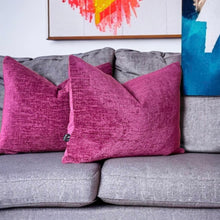 Load image into Gallery viewer, Cerise Velvet Chenille Cushion