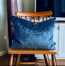 Load image into Gallery viewer, Blue Crushed Velvet Cushion