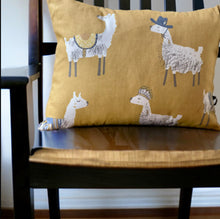 Load image into Gallery viewer, Llama Love Ochre Cotton Cushion