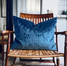 Load image into Gallery viewer, Blue Crushed Velvet Cushion
