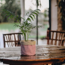 Load image into Gallery viewer, Red Stripe & Hessian Pot