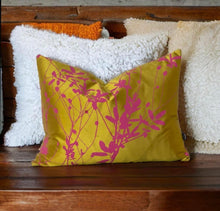 Load image into Gallery viewer, Silk Mustard & Dusky Pink Floral Cushion
