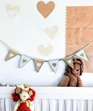 Load image into Gallery viewer, Bleached Linen & Rustic Hessian Bunting With Hearts