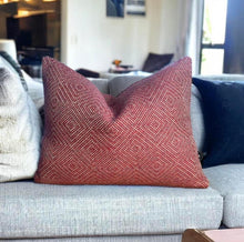 Load image into Gallery viewer, Red Geometric Cushion