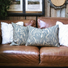 Load image into Gallery viewer, Meadow Grasses Cornflower Blue Cotton Cushion