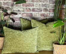 Load image into Gallery viewer, Moss Green Velvet Chenille Cushion