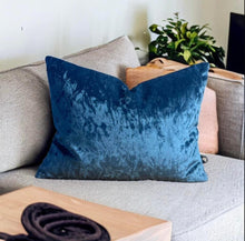 Load image into Gallery viewer, Blue Crushed Velvet Cushion