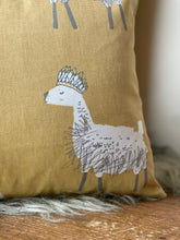 Load image into Gallery viewer, Llama Love Ochre Cotton Cushion