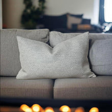 Load image into Gallery viewer, Light Grey Geometric Woven Cushion