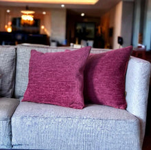 Load image into Gallery viewer, Cerise Velvet Chenille Cushion