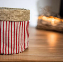 Load image into Gallery viewer, Red Stripe & Hessian Pot