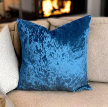 Load image into Gallery viewer, Blue Crushed Velvet Cushion