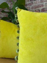 Load image into Gallery viewer, Sunshine Yellow Pom Pom Velvet Cushion