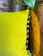 Load image into Gallery viewer, Sunshine Yellow Pom Pom Velvet Cushion