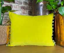 Load image into Gallery viewer, Sunshine Yellow Pom Pom Velvet Cushion