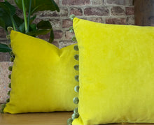 Load image into Gallery viewer, Sunshine Yellow Pom Pom Velvet Cushion