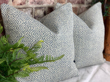Load image into Gallery viewer, Geometric Woven Cornflower Blue Cushion