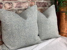 Load image into Gallery viewer, Geometric Woven Cornflower Blue Cushion