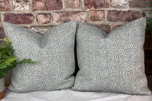 Load image into Gallery viewer, Geometric Woven Cornflower Blue Cushion