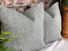 Load image into Gallery viewer, Geometric Woven Cornflower Blue Cushion