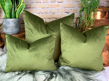 Load image into Gallery viewer, Olive Velvet Cushion
