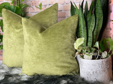 Load image into Gallery viewer, Apple Green Velvet Cushion