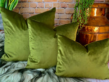 Load image into Gallery viewer, Olive Velvet Cushion