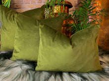 Load image into Gallery viewer, Olive Velvet Cushion