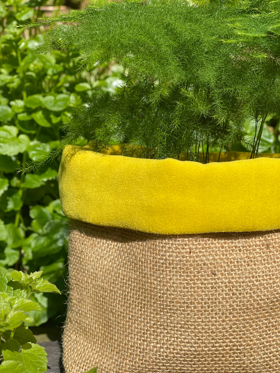 hessian plant pots Hessian Fabric Plant Pot – Lulu Interiors