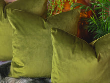 Load image into Gallery viewer, Olive Velvet Cushion
