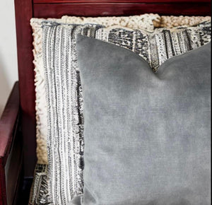 Grey Melange Velvet Cushion