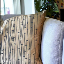 Load image into Gallery viewer, Gold &amp; Charcoal Silk Cushion
