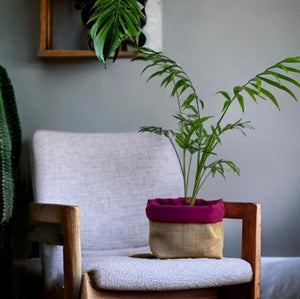 Cerise Italian Milled Wool & Hessian Pot