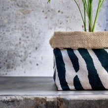 Load image into Gallery viewer, Zebra Print Velvet &amp; Hessian Pot
