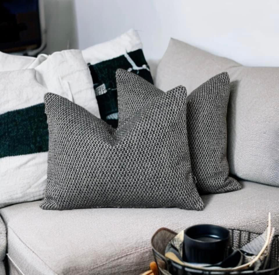 Black & Silverly White Textured Cushion