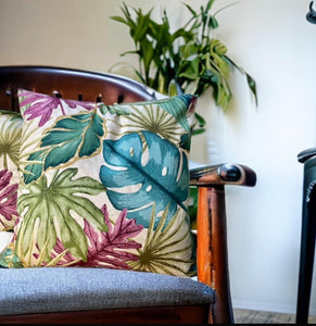 Monstera Velvet Backed Cushion