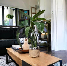 Load image into Gallery viewer, Linen Mix Zebra &amp; Hessian Pot
